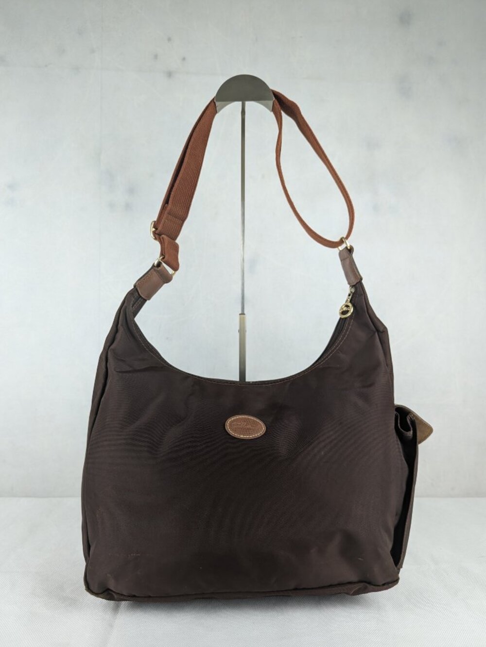 Authentic Longchamp le Pliage Hobo Shoulder Crossbody Bag Brown Made in China